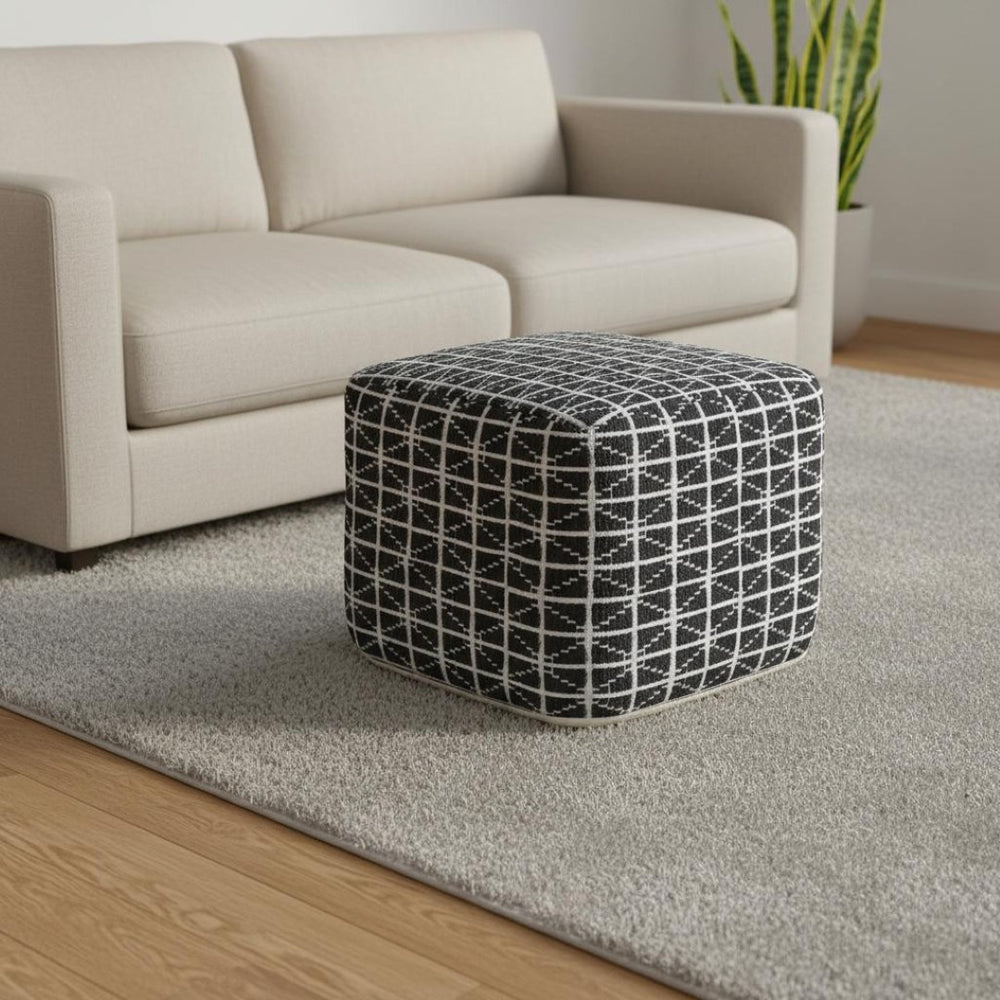 HomeRoots 18" Gray Cotton Pouf Ottoman - Versatile Footrest & Extra Seat for Modern Living Spaces & Style 638561