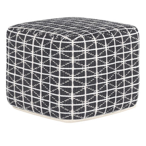 HomeRoots 18" Gray Cotton Pouf Ottoman - Versatile Footrest & Extra Seat for Modern Living Spaces & Style 638561