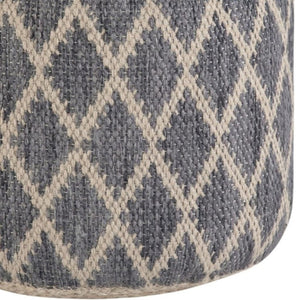 HomeRoots 18" Gray Jute Round Pouf Ottoman - Versatile Bohemian-Chic Footrest & Extra Seat for Any Room Decor 638562