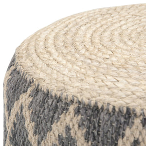 HomeRoots 18" Gray Jute Round Pouf Ottoman - Versatile Bohemian-Chic Footrest & Extra Seat for Any Room Decor 638562