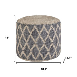 HomeRoots 18" Gray Jute Round Pouf Ottoman - Versatile Bohemian-Chic Footrest & Extra Seat for Any Room Decor 638562