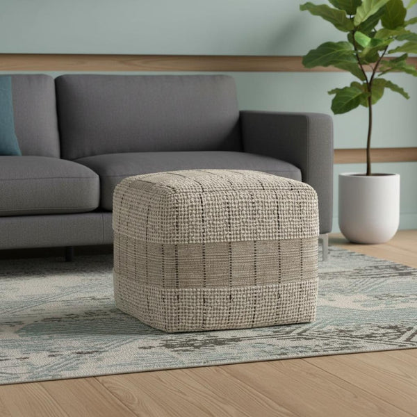 HomeRoots 18" Gray Jute Pouf Ottoman - Stylish Versatile Footrest, Extra Seating, or Casual Table for Any Space 638563