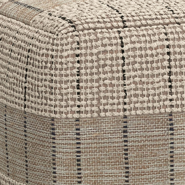 HomeRoots 18" Gray Jute Pouf Ottoman - Stylish Versatile Footrest, Extra Seating, or Casual Table for Any Space 638563