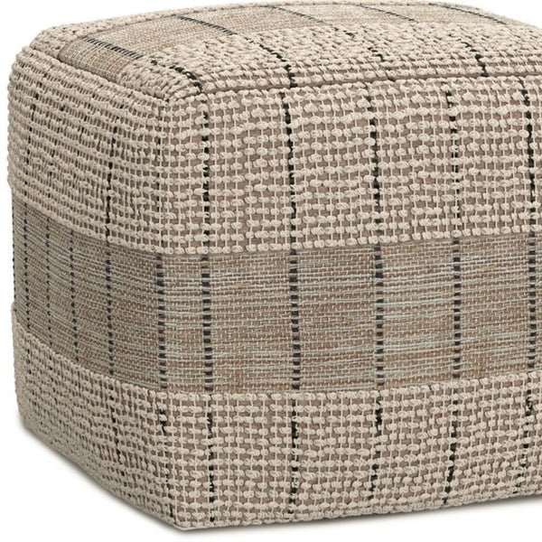 HomeRoots 18" Gray Jute Pouf Ottoman - Stylish Versatile Footrest, Extra Seating, or Casual Table for Any Space 638563