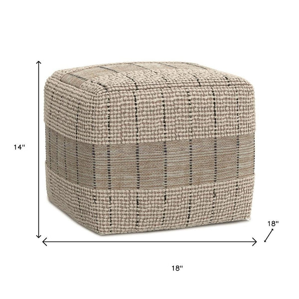 HomeRoots 18" Gray Jute Pouf Ottoman - Stylish Versatile Footrest, Extra Seating, or Casual Table for Any Space 638563