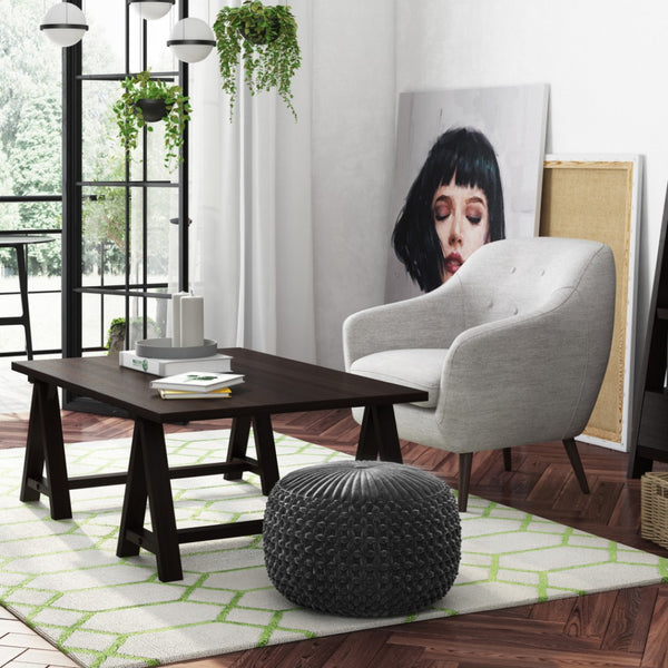 HomeRoots 20" Gray Velvet Round Pouf Ottoman - Versatile Chic Seating & Footrest for Modern Home Décor Elegance 638564