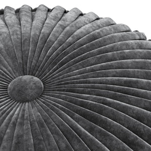 HomeRoots 20" Gray Velvet Round Pouf Ottoman - Versatile Chic Seating & Footrest for Modern Home Décor Elegance 638564