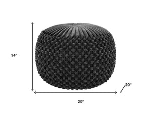 HomeRoots 20" Gray Velvet Round Pouf Ottoman - Versatile Chic Seating & Footrest for Modern Home Décor Elegance 638564