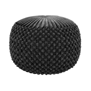 HomeRoots 20" Gray Velvet Round Pouf Ottoman - Versatile Chic Seating & Footrest for Modern Home Décor Elegance 638564