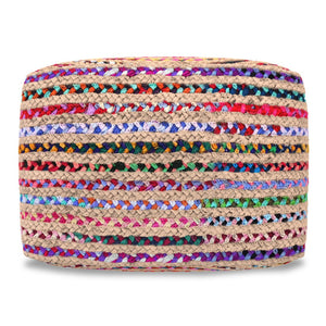 HomeRoots 20" Blue Jute Pouf Ottoman - Versatile Footrest, Extra Seat & Accent Piece for Modern Living Spaces 638565