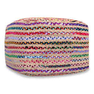 HomeRoots 20" Blue Jute Pouf Ottoman - Versatile Footrest, Extra Seat & Accent Piece for Modern Living Spaces 638565