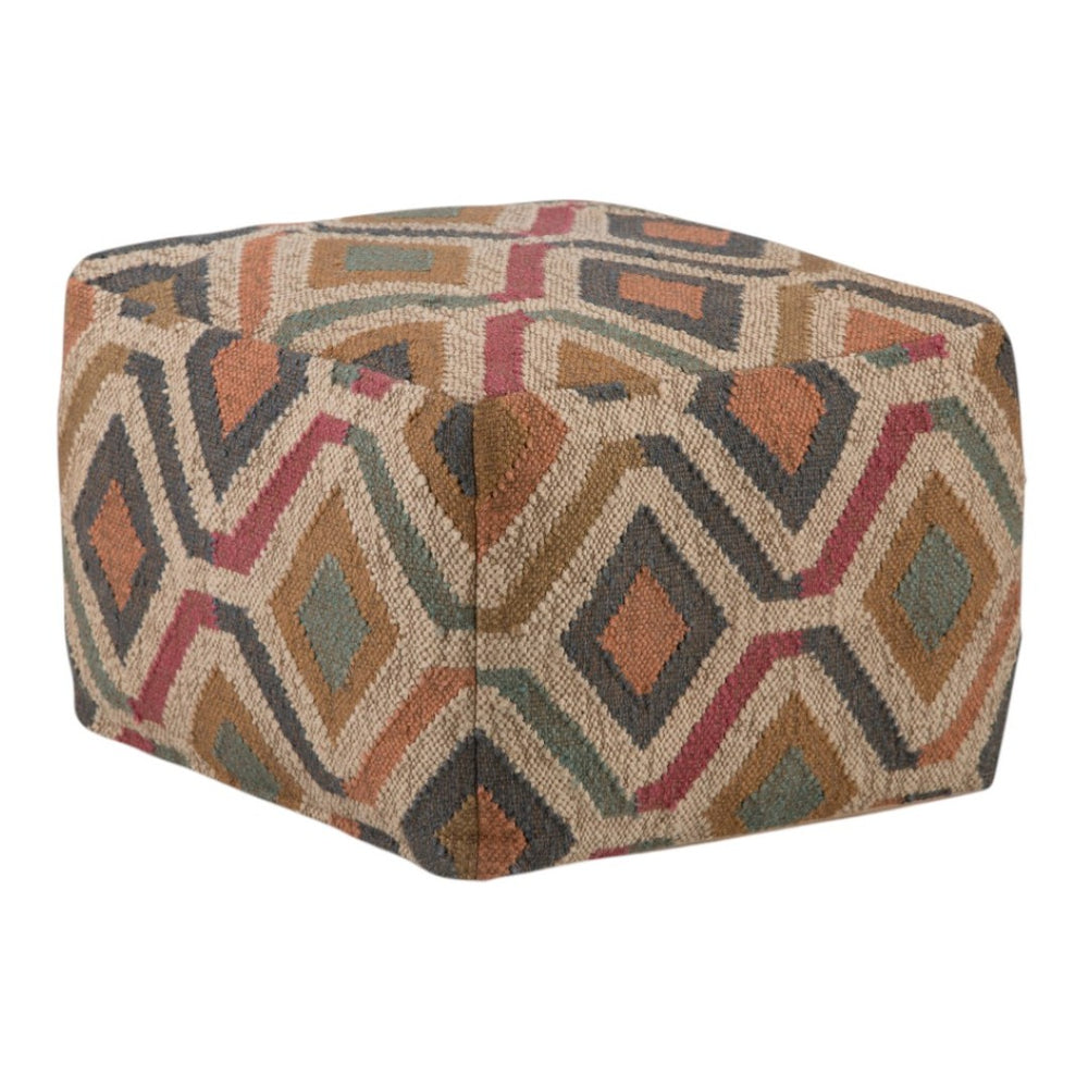 HomeRoots 20" Blue Jute Pouf Ottoman - Coastal-Inspired, Versatile Footrest or Extra Seating for Any Space 638567