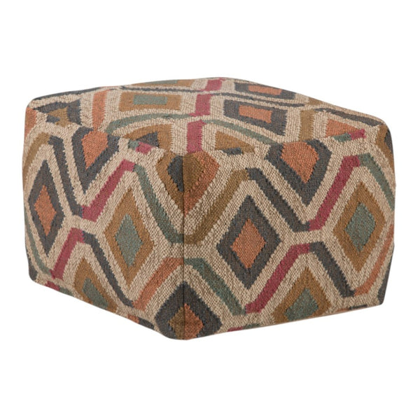 HomeRoots 20" Blue Jute Pouf Ottoman - Coastal-Inspired, Versatile Footrest or Extra Seating for Any Space 638567
