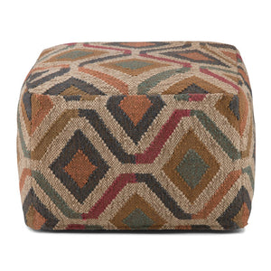 HomeRoots 20" Blue Jute Pouf Ottoman - Coastal-Inspired, Versatile Footrest or Extra Seating for Any Space 638567