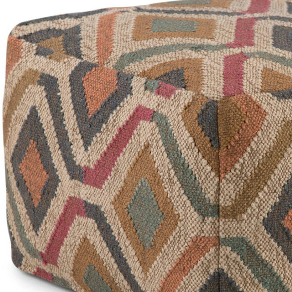 HomeRoots 20" Blue Jute Pouf Ottoman - Coastal-Inspired, Versatile Footrest or Extra Seating for Any Space 638567