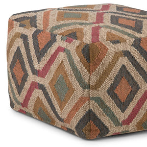 HomeRoots 20" Blue Jute Pouf Ottoman - Coastal-Inspired, Versatile Footrest or Extra Seating for Any Space 638567