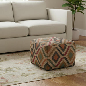 HomeRoots 20" Blue Jute Pouf Ottoman - Coastal-Inspired, Versatile Footrest or Extra Seating for Any Space 638567