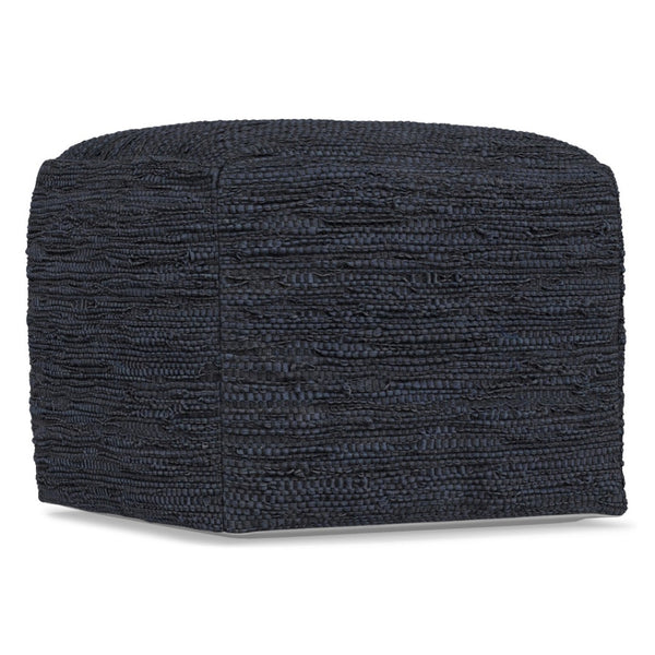 HomeRoots 18" Blue Leather Pouf Ottoman - Stylish Multi-Purpose Accent for Living Room, Bedroom & More! 638568