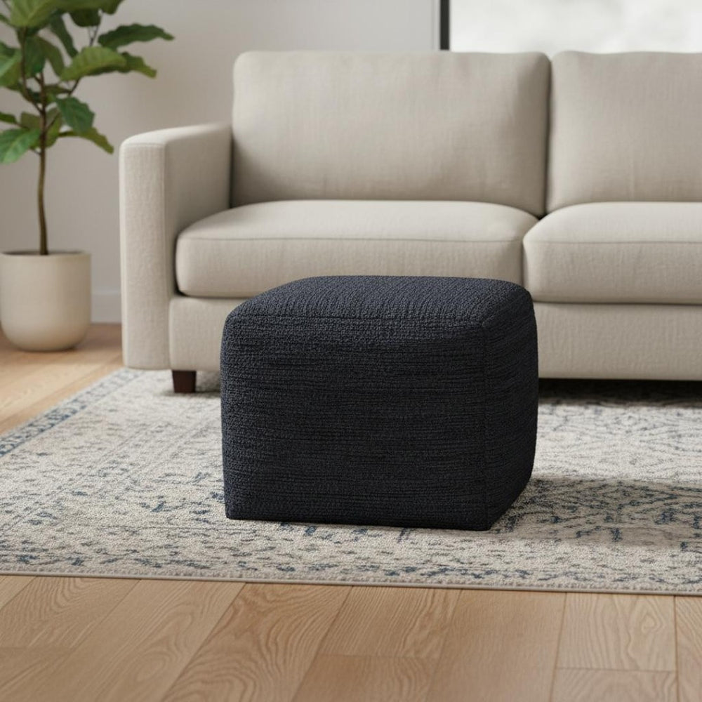 HomeRoots 18" Blue Leather Pouf Ottoman - Stylish Multi-Purpose Accent for Living Room, Bedroom & More! 638568