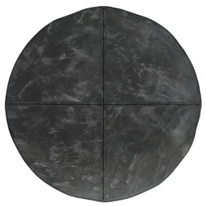 HomeRoots 18" Black Leather Round Pouf Ottoman - Chic Versatile Accent for Living Rooms, Bedrooms & More! 638580