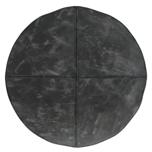 HomeRoots 18" Black Leather Round Pouf Ottoman - Chic Versatile Accent for Living Rooms, Bedrooms & More! 638580