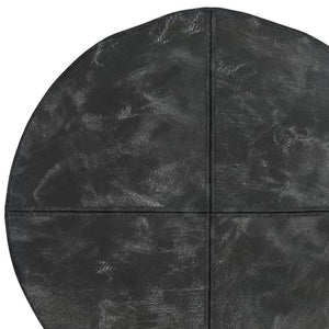HomeRoots 18" Black Leather Round Pouf Ottoman - Chic Versatile Accent for Living Rooms, Bedrooms & More! 638580