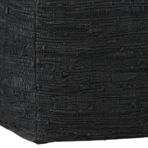 HomeRoots 18" Black Leather Pouf Ottoman - Versatile Footrest, Chic Extra Seat & Stylish Accent Table for Any Room 638581