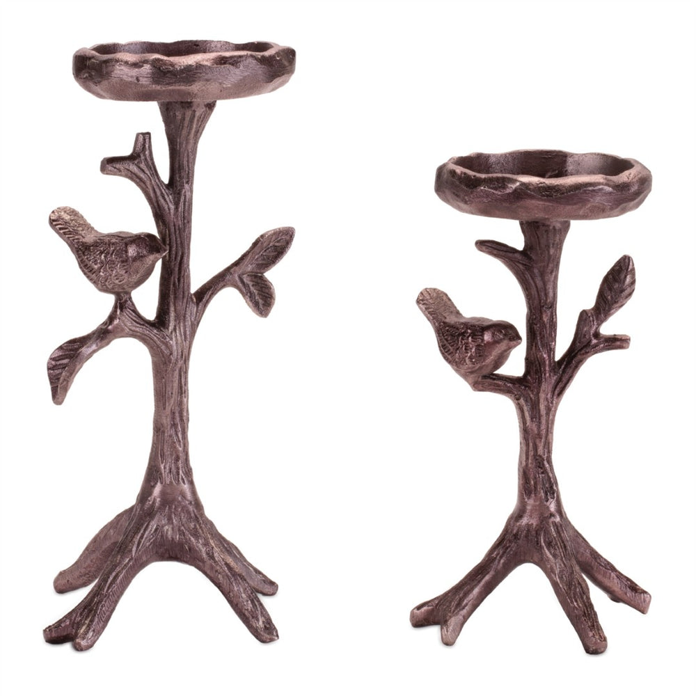HomeRoots 10" Brown Distressed Abstract Metal Candle Holder - Stylish Decor for Home, Events, and Gifts 638593
