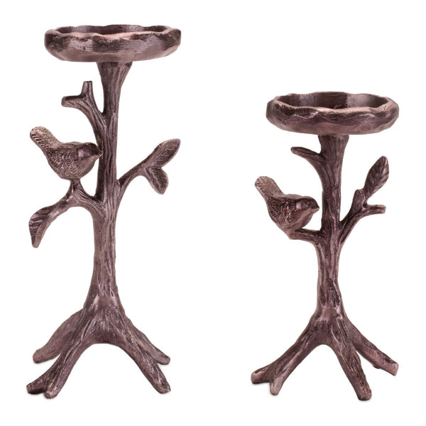 HomeRoots 10" Brown Distressed Abstract Metal Candle Holder - Stylish Decor for Home, Events, and Gifts 638593