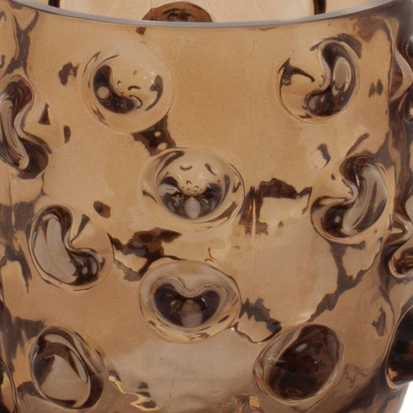 HomeRoots Set of Six Elegant Brown Glass Pillar Candle Holders for Timeless Home Decor and Gift Giving 638594