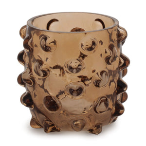 HomeRoots Set of Six Elegant Brown Glass Pillar Candle Holders for Timeless Home Decor and Gift Giving 638594