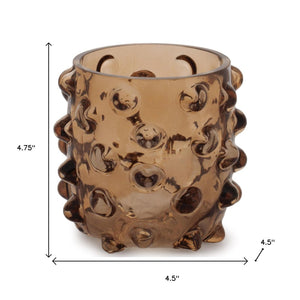 HomeRoots Set of Six Elegant Brown Glass Pillar Candle Holders for Timeless Home Decor and Gift Giving 638594