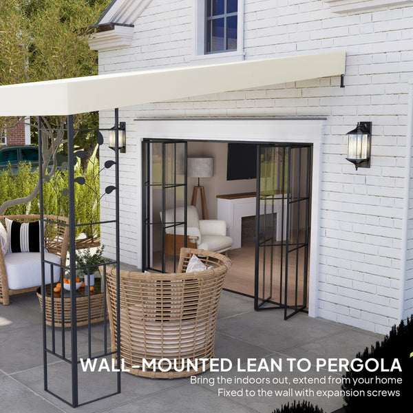 English Elm Convenient Wall Mounted Pergola Powder Coated Metal Frame Uv Resistant Outdoor Canopy T3971P427110