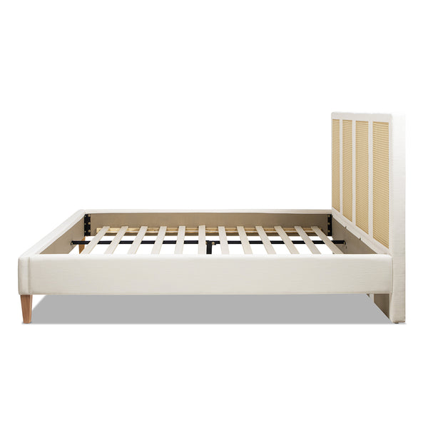 English Elm Jennifer Taylor Home - Toscana King Platform Bed - Elegant Upholstered Cane Back Design In Antique White For Versatile Style B2719P385737