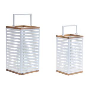 HomeRoots Set of Two White Abstract Metal Candle Holders – Modern Art Decor for Pillars & Elegant Centerpieces 638608