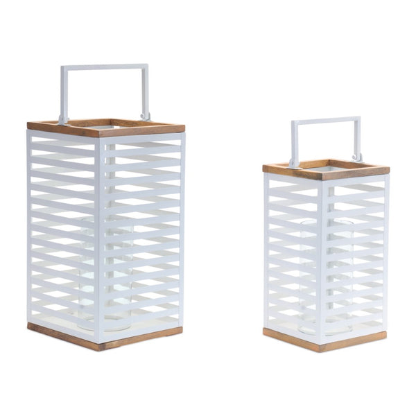 HomeRoots Set of Two White Abstract Metal Candle Holders – Modern Art Decor for Pillars & Elegant Centerpieces 638608