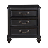 Traditional Charcoal Brown 3-Drawer Nightstand with Antique Handles