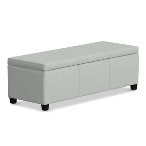 English Elm Avalon Upholstered Storage Bench Ottoman in Grey Linen Fabric for Bedroom or Living Room B136P439024
