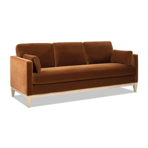English Elm Jennifer Taylor Home - Knox 84" Modern Farmhouse Sofa in Burnt Orange Velvet — Performance, Feather-Down Comfort, 84" B2719P280171