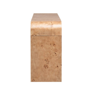 English Elm U_style Burl Veneer Console Table with Two Drawers for Foyer Living Room Hallway Natural Wood+Brown N711P216235D