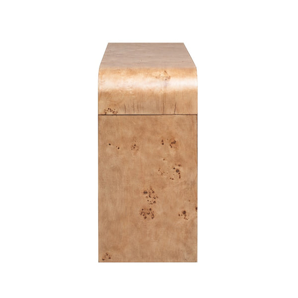 English Elm U_style Burl Veneer Console Table with Two Drawers for Foyer Living Room Hallway Natural Wood+Brown N711P216235D