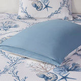 Harbor House Pismo Beach Coastal 5 Piece Cotton Duvet Cover Set with Throw Pillows HH12-1842 Blue/White