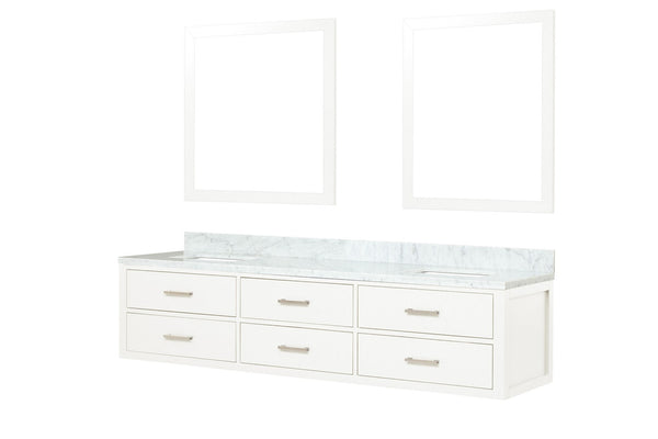 English Elm White Double Bath Vanity Set With Carrara Marble Top & Matching Mirrors – Elegant, Durable Design B2731S01577-GIGA