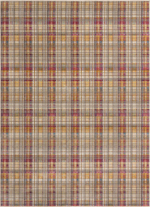 Unique Loom Deepa Tartan Machine Made Geometric Rug Multi, Blue/Gray/Ivory/Orange/Yellow/Purple 10' 0" x 13' 9"