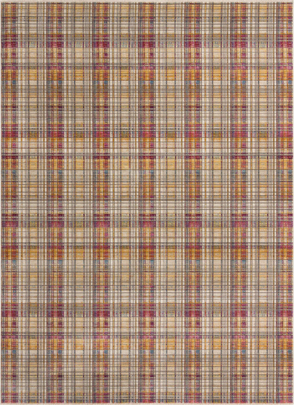 Unique Loom Deepa Tartan Machine Made Geometric Rug Multi, Blue/Gray/Ivory/Orange/Yellow/Purple 10' 0" x 13' 9"