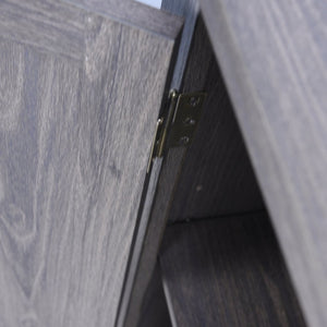 English Elm Elegant Mirrored Sideboard with Butterfly Carved Doors Wood Grain Finish Dining Storage Dark Brown W2899P372739
