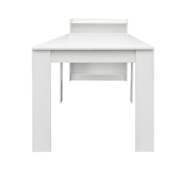 English Elm Modern Extendable Dining Table with Hidden Storage, Space-Saving Expandable Design for Small Homes White W331P191550