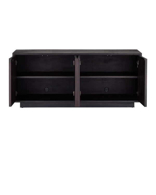 Currey & Company Mosaico Credenza: Stunning Antique Mirror Mosaic Design In Black Mango Wood - Elegant Storage Solution Black Mango Wood ,Glass 3000-0330-currey-company