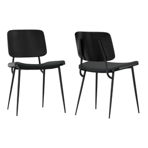 Set of Two Faux Leather Upholstered Dining Side Chairs with Solid Wood Legs for Modern