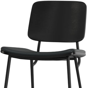 Set of Two Faux Leather Upholstered Dining Side Chairs with Solid Wood Legs for Modern